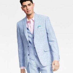 Bar III Mens Slim-Fit Blue Chambray S Blue 38L